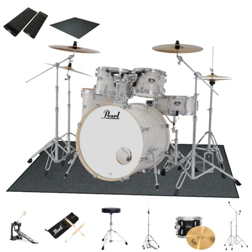 Pearl Pearl Export EXPORT Ready Set Go All-in-One Drum Set, Metallic Amethyst Twist EXX725SN/C Set (Slipstream White #777, 4 Cymbals (Includes Kick & Hat Mat)