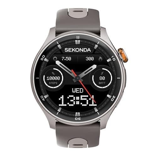 Sekonda 47mm Active Pro GPS Smart Watch in Silver with Grey Silicone Strap