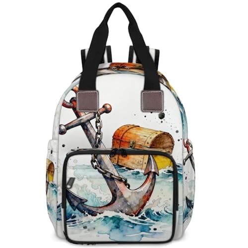 KOBLEN Anchor Pattern Diaper Bag Backpack Baby Essentials Travel Tote Bag with Insulated Pockets Multi-functional Diaper Bags Organizer Bag for Women Men
