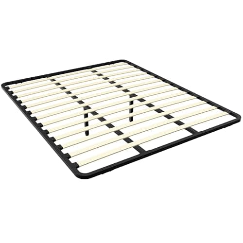 DEWINNER Bed Base 140 x 190 cm Without Support Feet with Two Iron Bars, French Net 140 x 190 cm Recessed and 2 Adjustable Feet for Reinforcement in the Middle 13 Slats, Orthopaedic, Quick and Easy