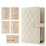 Brivonix Jewelry Book Organizer - PU Leather Travel Jewelry Case with 5 Detachable Pages for Necklaces, Rings, Earrings, Tangle - Free (Beige)
