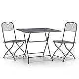 KGHFDVB 3 Piece Patio Dining Set with Expanded Metal Mesh and Foldable Design for Outdoor Use, E-Coating Finish