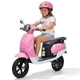 Leistooyfan Kids Electric Motorcycle, 250W 24V Electric Motorcycle for Kids 8-12 with Twist Throttle, LED Light, 12-inch Pneumatic Tires – Max Speed 10MPH, Ride on Moped for Kids Girls Boys, Pink