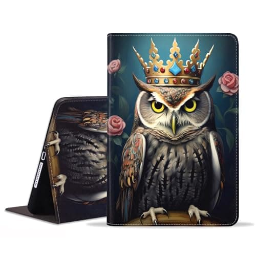 POIUYTREW Case for iPad 5th/6th Generation (9.7-inch, 2017/2018), iPad Air/iPad Air 2 Case, PU Leather Folio Smart Cover with Stand & Auto Wake Sleep, Crown Owl