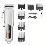 DAXXIN Hair Cutting Tool, Hair Clipper Professional Rechargeable Hair Cutting Machine Electric LED Display Clippers for Men(Silver with Box)