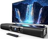 Sound Bar for Smart TV with Deep Bass & Crystal Dialogue – 60W 2.0 Channel Soundbar, Dual Woofers & Silk Dome Tweeter, Bluetooth 5.3, ARC/Optical/AUX, 17-Inch Wall Mountable for PC Projector Gaming