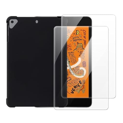 OAGELIM 2 in 1 Case and Screen Protector Compatible with iPad mini 3 7.9 2014 Protective Cover with Tempered Glass Film(Black)