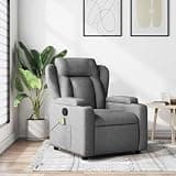 KHNLGFR Manual Reclining Chair with Vibration Massage, Dark Grey Fabric Recliner with 6 Massage Points, Cup Holders and Side Pocket, Wood and Metal Frame