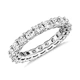 PAVOI 14K White Gold Plated Love Rings with Cubic Zirconia - 3mm Stackable Rings for Women Size 10