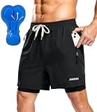 Bikewa Men's Mountain Bike Shorts 4D Padded Loose-fit Cycling Biking Bicycle Riding Biker Shorts for Men Zipper Pockets(Black,M)