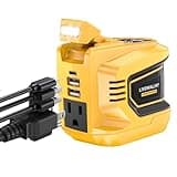 LIVOWALNY 200W-250W Power Inverter, Compatible with DeWALT 20V Battery, DC 20V to AC 110V-120V Portable Power Inverter, 1 AC Outlet, 2 USB Ports & 1 Type-C Port, Adjustable LED Work Light, (Tool Only)