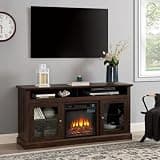SUNLIFER TV Stand with Electric Fireplace: Rustic Wood Entertainment Center for 65 Inch TV | Spacious Tall TV Cabinet with Adjustable Shelves and Storage Console for Living Room - Brown