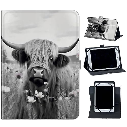 Tablet Case for CP10 Computer Tablet,Mxfdegf 360 Degree Rotating Stand and Magnetic Closure Case for 10 inch CP10 Tablets,Highland Cow Ox Cattle