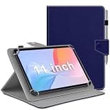 DETUOSI Universal 11 inch Tablet Case,11.5 inch Tablet Cover,Portable Protective Folio PU Leather Shell Case【with 4 Fixed Rings】 for All Kinds of 11-12 inch Android/iOS/Windows Tablet (Dark Blue)