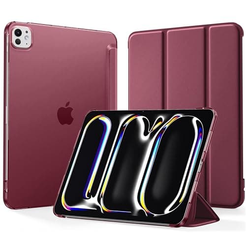 Mastten for iPad Pro 11 Inch Case (M5/M4) 2025/2024 6th/5th Generation (Model A3357/A3358/A3359/A2836/A2837/A3006), Slim Stand Hard PC Translucent Back Shell Smart Cover with Auto Wake/Sleep, Wine Red