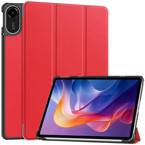 Kepuch Custer Case Compatible for Redmi Pad 2 11" 2025,Ultra-Thin PU-Leather Hard Shell Cover - Red