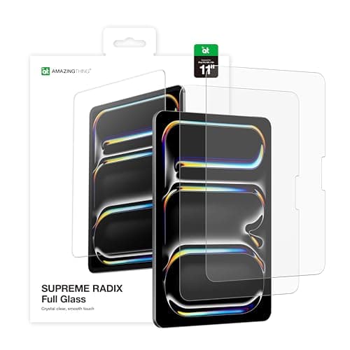AMAZINGthing for iPad Pro 11-inch M5/M4 [RADIX - Full Glass] Screen Protector, Ultra Clear, 3D Frame Design, Full Coverage, Case Friendly, Smudge and Scratch Resistant, 2 Pack