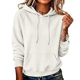 Womens Waffle Knit Hoody Long Sleeve Sweatshirt Pullover with Pocket