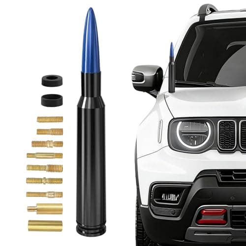 YUPIKJI Universal Car Antenna Replacement, Bullet Antenna, Aluminum Truck Antenna Accessories, Heavy Duty Pickup Trucks Accessories Compatible with Ford, Dodge, Chevy, GMC, Jeep, Toyota (Blue)