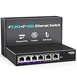 10Gbe Ethernet Switch Unmanaged with 2 x 10Gb RJ45 Ports + 4 x 2.5Gb Base-T Ports, Desktop/Wall Mount NICGIGA 6 Port 10Gbps Network Switch for Wireless AP, NAS, PC