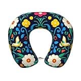 Qewfoju Neck Pillows for Sleeping Memory Foam Travel Pillows U Shaped Travel Neck Pillow Soft Headrest Pillow Suitable for Planes Car Office - Colorful Mexican Flower