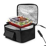 Portable Car Microwave, Mini 12V Electric Oven, Fast Heating Black Picnic Box for Travel Camping In-Car Food Cooking