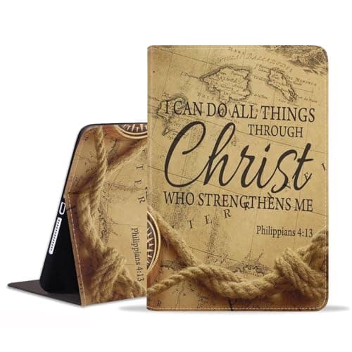 BWOOLL Case for iPad Pro 11 Inch M4 (2024, 5th Generation) - Slim Lightweight PU Leather Stand Cover with Auto Wake/Sleep for iPad Pro 11 2024, Nautical Map Bible Verse Philippians 4:13