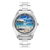 NTVOWPZO Three-Hand Analog Stainless Steel Watches for Men Easy Reader