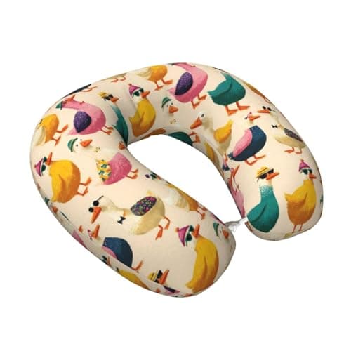 Coxfurio Cartoon Funny Goose (1) for Nest Neck Pillow Travel Essentials,Memory Foam Pillow,Support for Long Flights,Travel Accessories,Washable,Attaches to Luggage
