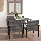 KLGBNCVE 5 Piece Patio Dining Set with Steel Frame, Gray PE Rattan Outdoor Table and Chairs, Lightweight and Stable Furniture Set with Removable Seat Cushions