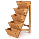 Giantex 5-Tier Wooden Vertical Raised Garden Bed, Freestanding Plant Stand with Legs for Herbs Vegetables Fruits, Indoor Outdoor Tiered Wood Planter Box Flower Rack for Patio, Balcony & Yard