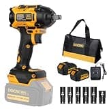 Devonic Cordless Impact Wrench,330ft-Lbs(450N.m) 21V Brushless Power Impact Wrenches,2800RPM High Torque Impact Gun with 2x 4000mAh Batteries, Charger, Electric Impact Wrench For Car Home (450N)