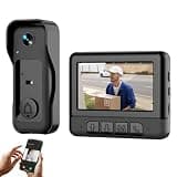 Wireless Smart Video Doorbell with Display Screen – 1080P HD & Two Way Audio Motion Detection, Night Vision & Easy Install USB-C Rechargeable Drill-Free for Home Security (B)
