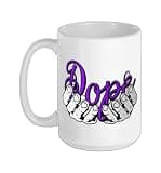 Purple Color Hands DOPE Purple Graphic Ceramic Mug, White, 15oz