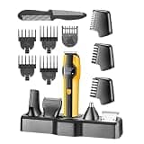 DAXXIN Hair Clippers, 13 in 1 Hair Trimming and Cleaning Set Men's Clipper Shaver Nose Hair Trimmer Household Oil Head Carving Pushing(Yellow)