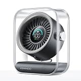 KIMMOO Rechargeable USB Desk Fan, Quiet Table Fan with Turbo Airflow, 100 Speeds, Digital Display, 90° Rotating, Small Battery Desktop Fans for Bedroom Home Office Travel, Black