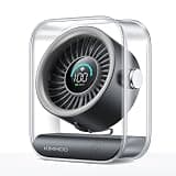 KIMMOO Rechargeable USB Desk Fan, Quiet Table Fan with Turbo Airflow, 100 Speeds, Digital Display, 90° Rotating, Small Battery Desktop Fans for Bedroom Home Office Travel, Black