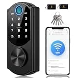 RUIKANG POWER Keyless Entry Door Lock with Built-in WiFi, Fingerprint Smart Lock for Front Door, Touchscreen Keypad Deadbolt, App Remote Control, Auto Lock, Easy Installation