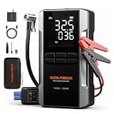 WOLFBOX 4000A Jump Starter with Air Compressor, 88.8Wh Car Battery Jumper Starter Portable(10L Gas/10L Diesel), 12V Booster Jump Box Pack with 160PSI Tire Inflator, 65W Fast Charger, Jumper Cables