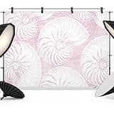 Coastal Shell Purple Pink Backdrop 12x8ft Summer Ocean Shell Beach Photography Backdrop Fabric Photoshoot Background Tapestry Banner for Birthday Baby Shower Decoration Party Video Photo Studio Props