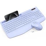 Wireless Keyboard and Mouse Combo - Full-Sized Ergonomic Keyboard with Wrist Rest, Phone Holder, Sleep Mode, Silent 2.4GHz Cordless Keyboard Mouse Combo for Laptop, Computer, PC, Mac, Windows -Trueque