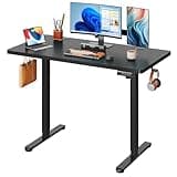 DEVAISE 48 Inch Electric Standing Desk, Adjustable Computer Desk for Home Office, Ergonomic Sit to Stand Desk with LED Touchscreen，Headphone Hook, 3 Memory Preset, with Split Top, Black