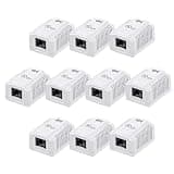 [UL Listed] Cable Matters 10-Pack 1-Port Cat6 RJ45 Surface Mount Box in White, 1-Port Cat6 Ethernet Wall Mount Box with 110 Punch Down Termination