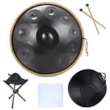 432HZ 10 Notes D Minor, 22 Inch Pantam, Steel Drum, Hand pan for Beginner,Meditation Musical Instruments Steel (Black)