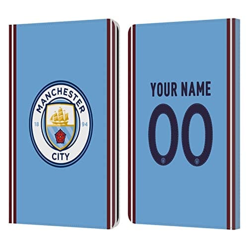 Head Case Designs Officially Licensed Custom Customized Personalized Manchester City Man City FC Home 2022/23 Badge Kit Leather Book Wallet Case Cover Compatible with Kindle Paperwhite 1/2 / 3