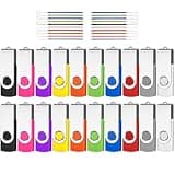 AreTop Bulk Flash Drive 32GB 20 Pack, USB 2.0 Swivel Thum Drive Pendrive Memory USB Stick Flash Drives Bulk Storage (20PCS 32GB, 20 Pack Lanyards)