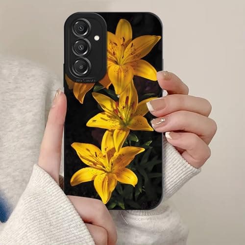 Trendy Yellow Lilies Flower Floral Phone Case for Samsung Galaxy A33 5G Case Flower Pattern Shockproof Soft Protective for Women Men Phone Cover Funda for Samsung A33 6.4 Inch