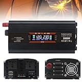 Power Inverter LCD Screen 3000W Campervan Essentials 12V/24V to 220V or 110V USB Car Charger Modified Sine Wave for Truck 12V-110V(12v-110v)