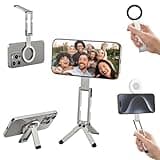 ULANZI MA60 Magnetic Phone Tripod Stand for iPhone - Aluminium Smartphone Mini Tripod Pocket Cell Phone Stand Strong Magnet Quick Mount Compatible with iPhone 16 15 14 13 13 Series, Silver