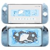 PlayVital Protective Case for Nintendo Switch 2, Kawaii Ocean Whisper Series Dockable Hard Shell Case + Silicone Grips for Switch 2 with Thumb Grips & Sticker, Shockproof Protection Cover - Mint Blue